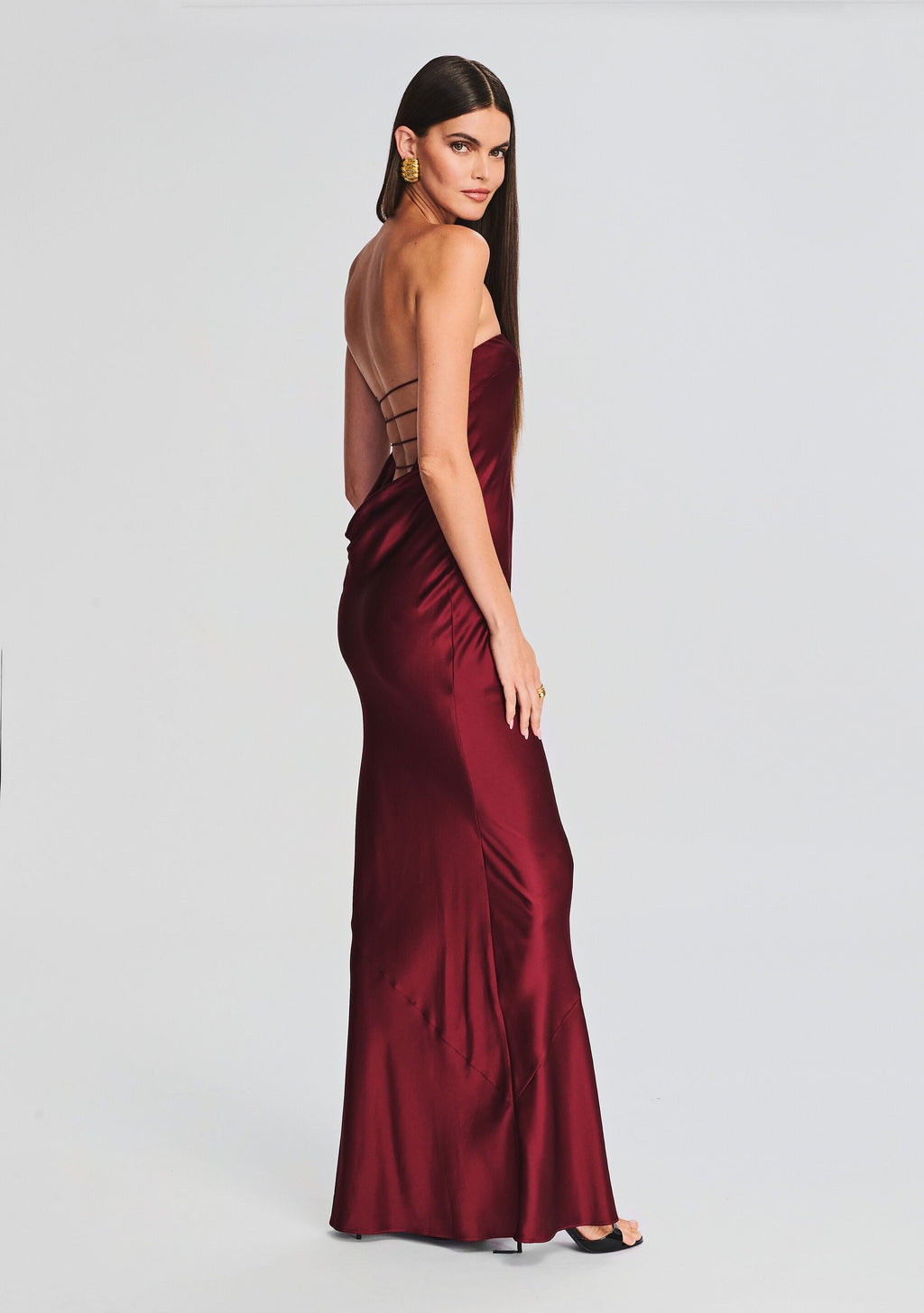 Keaton Silk Dress by retrofête in Cabernet, product image 3