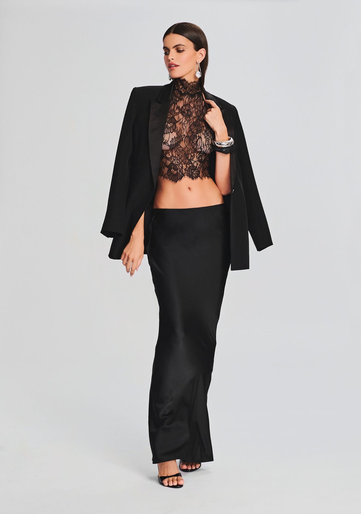 Cecilia Silk Skirt by retrofête in Black, product image 2