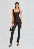 Viper Coated Denim Catsuit by SEROYA in Coated Black, product image 1