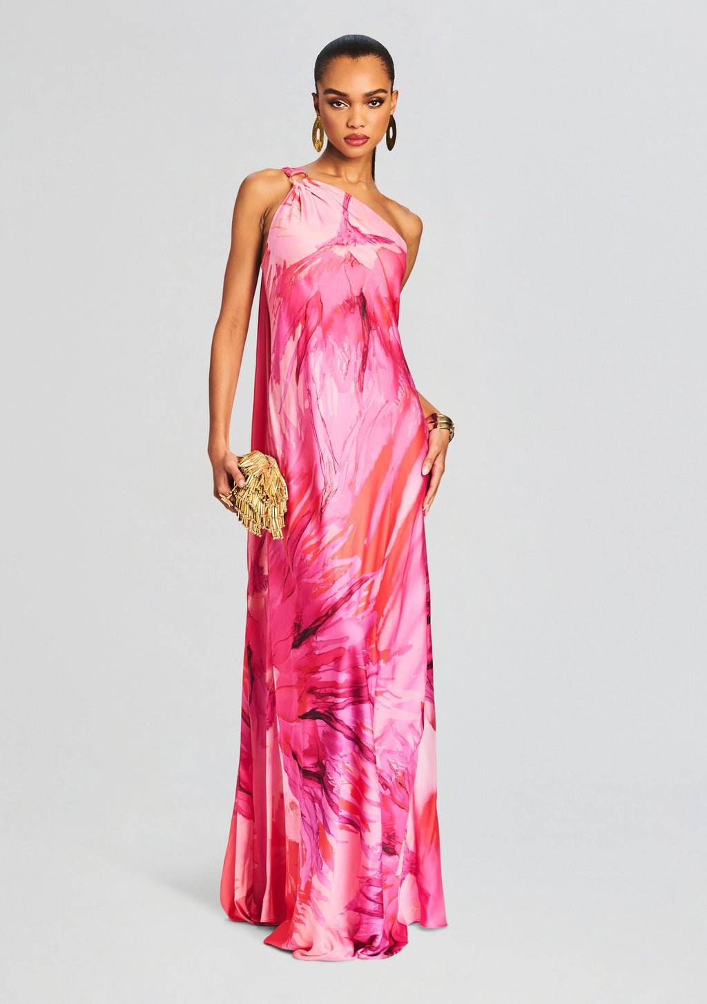 Abira One Shoulder Long Dress by Hemant & Nandita in Pink, product image 2