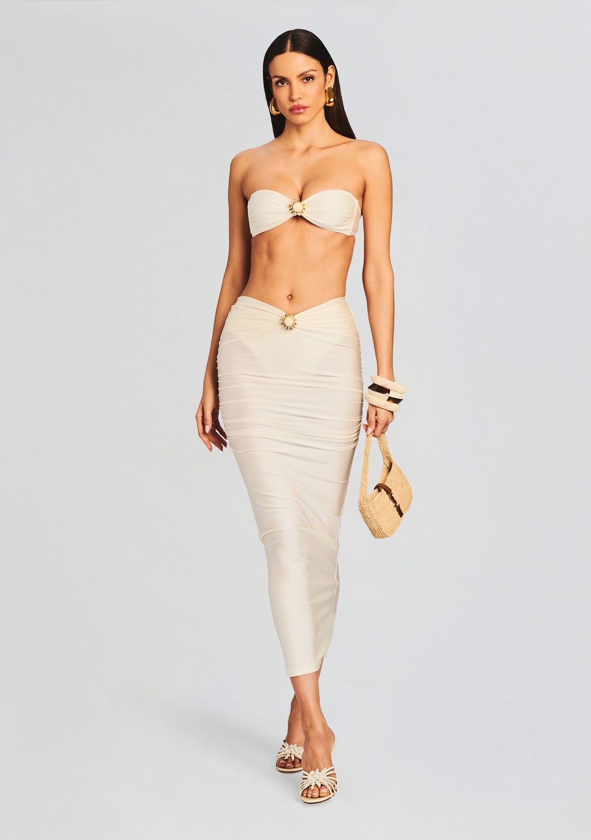 Yara Lyrca Maxi Skirt by Shani Shemer in Cream, product image 2