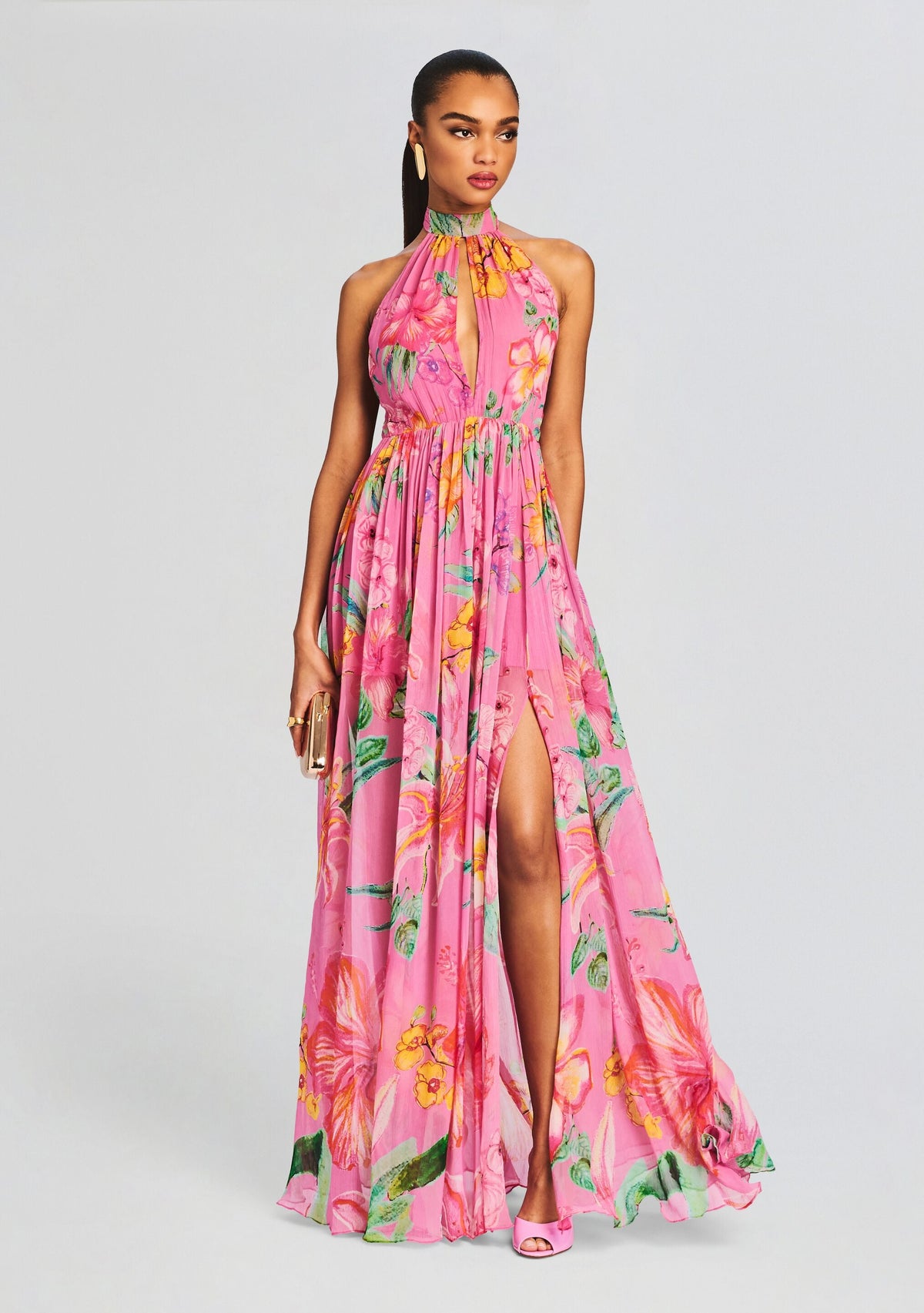 Megan Long Dress by Rococo Sand in Pink Floral, product image 1