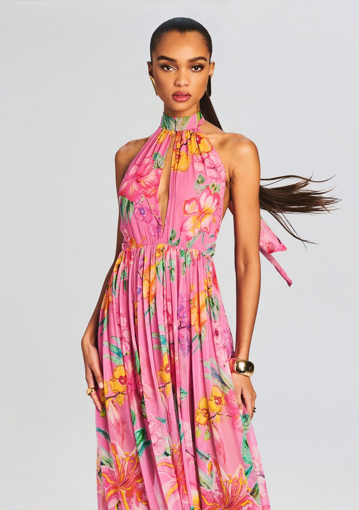 Megan Long Dress by Rococo Sand in Pink Floral, product image 2