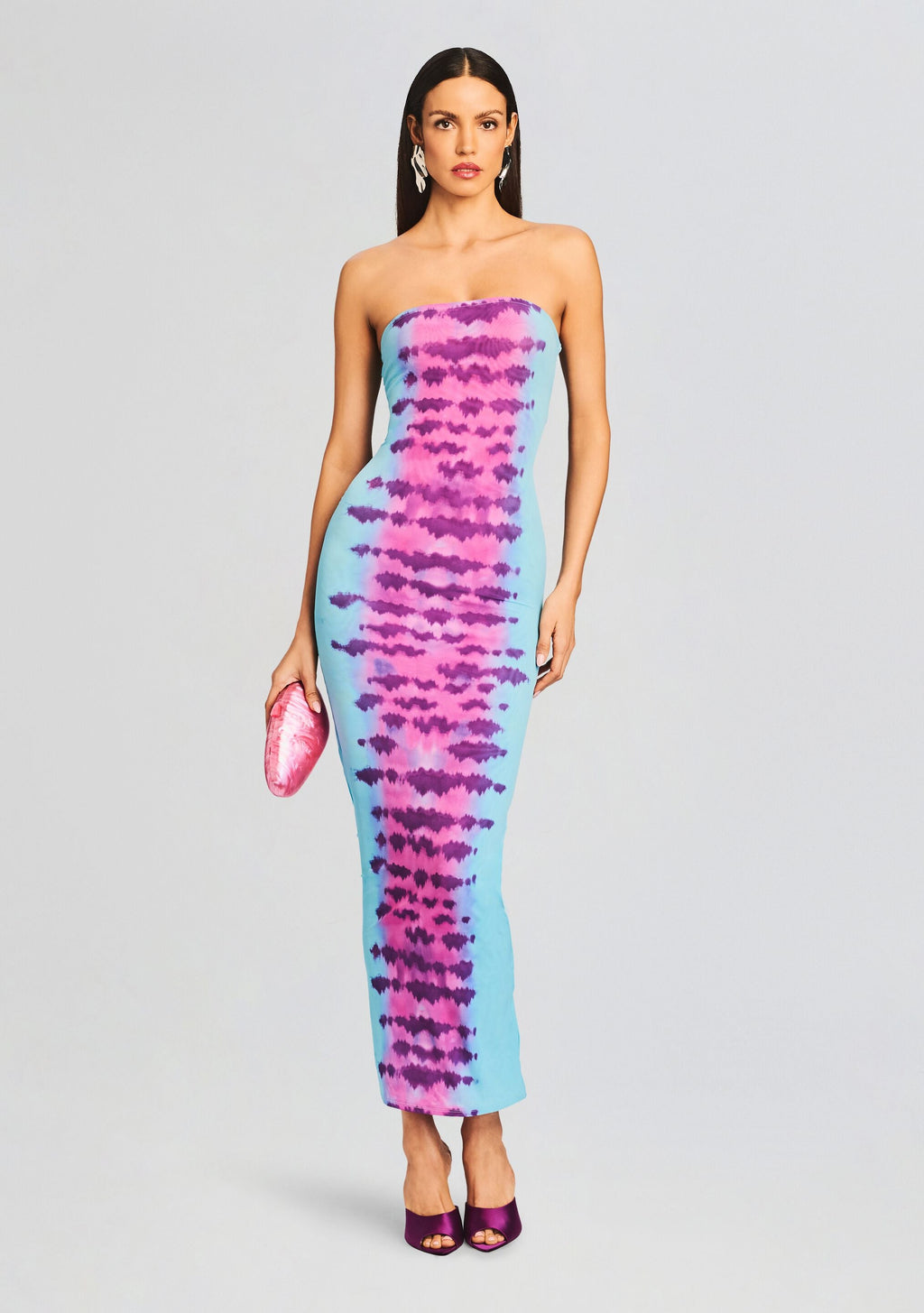 Opal Long Dress by Rococo Sand in Turquoise and Pink, product image 5