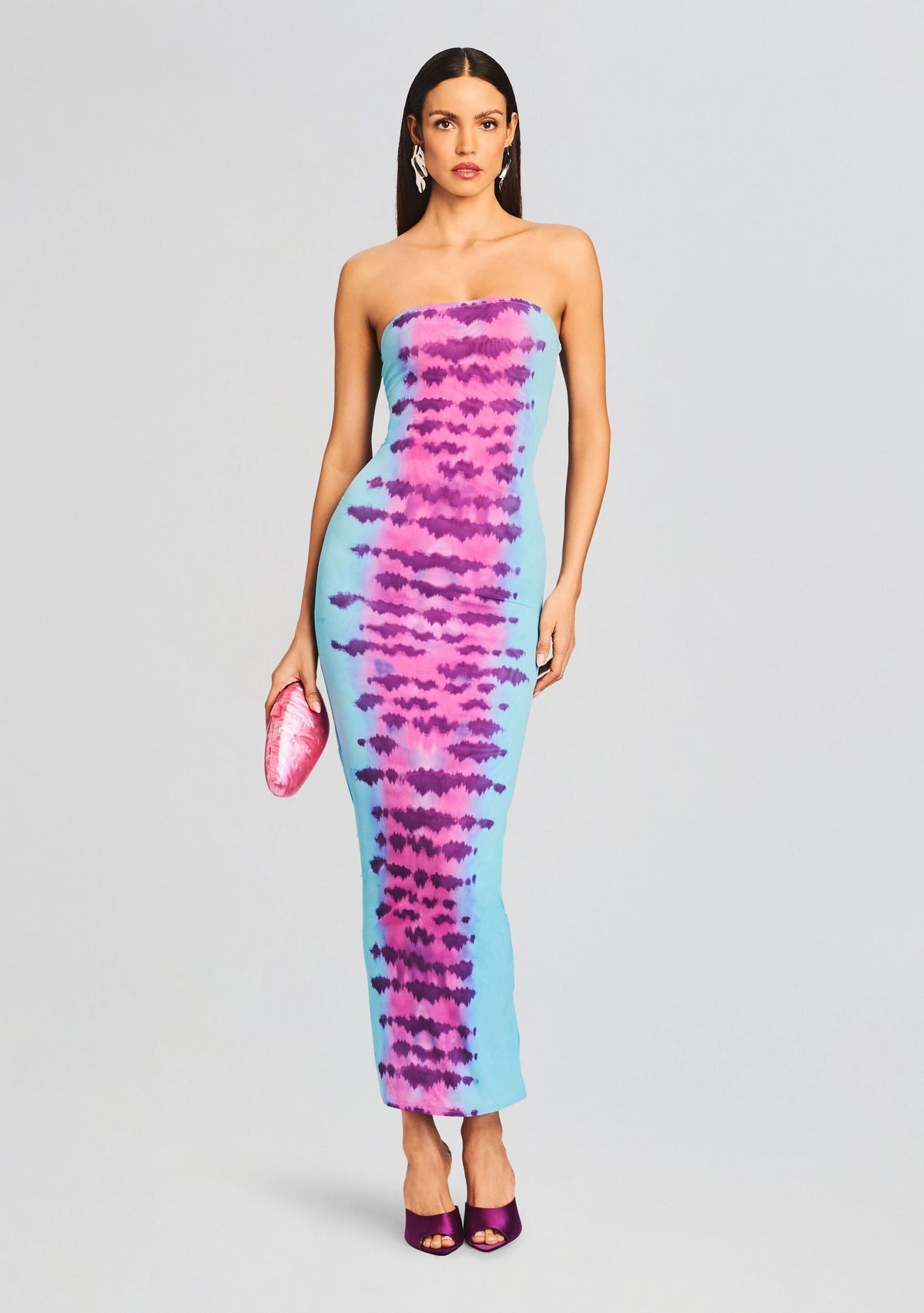 Opal Long Dress by Rococo Sand in Turquoise and Pink, product image 5
