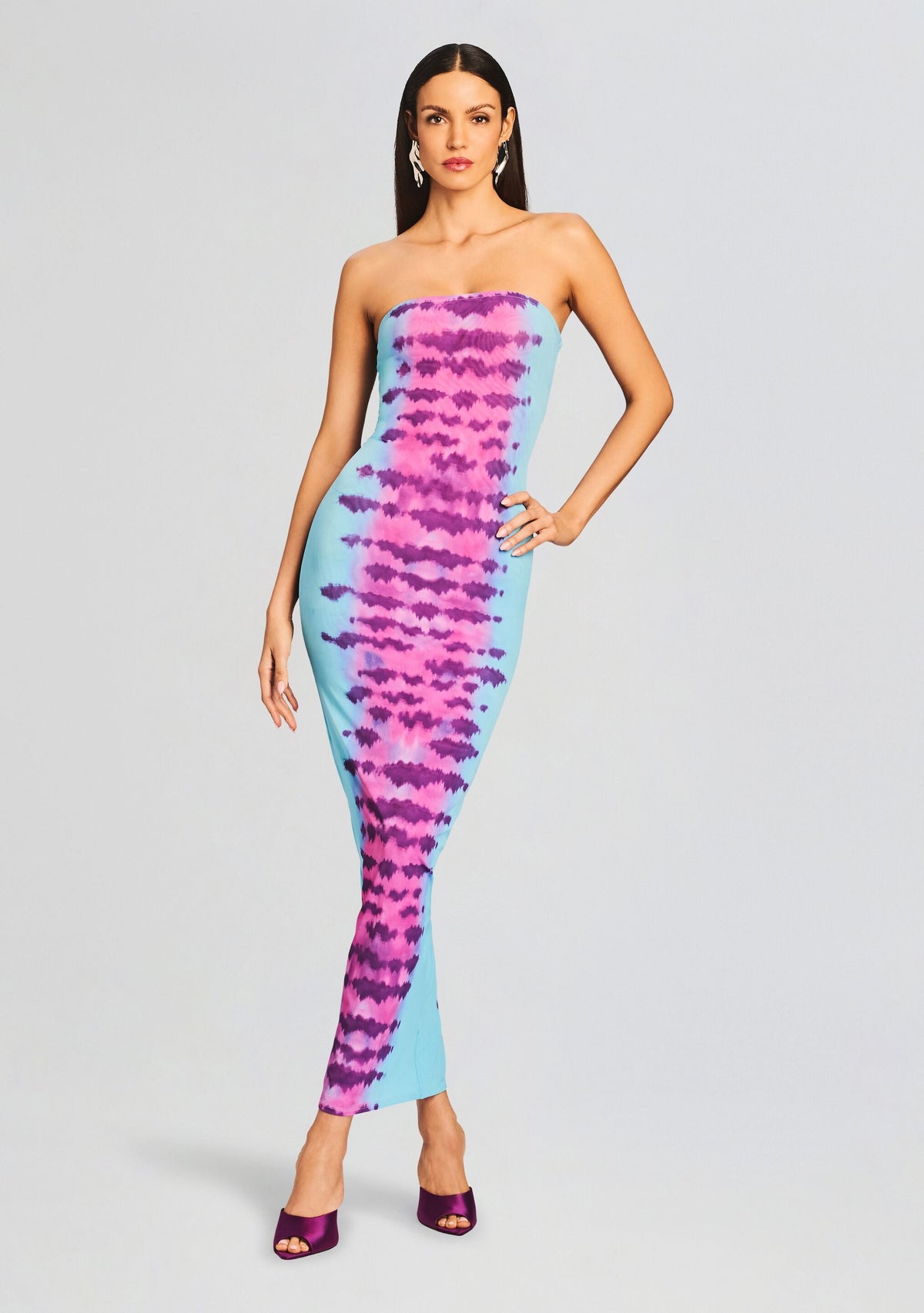Opal Long Dress by Rococo Sand in Turquoise and Pink, product image 1