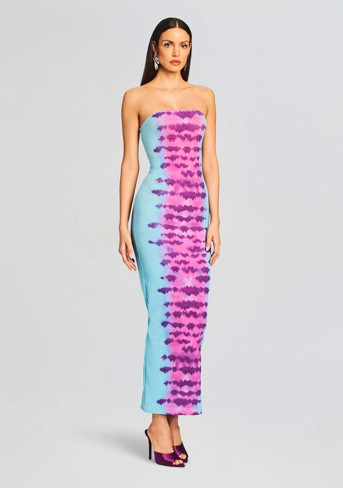 Opal Long Dress by Rococo Sand in Turquoise and Pink, product image 3