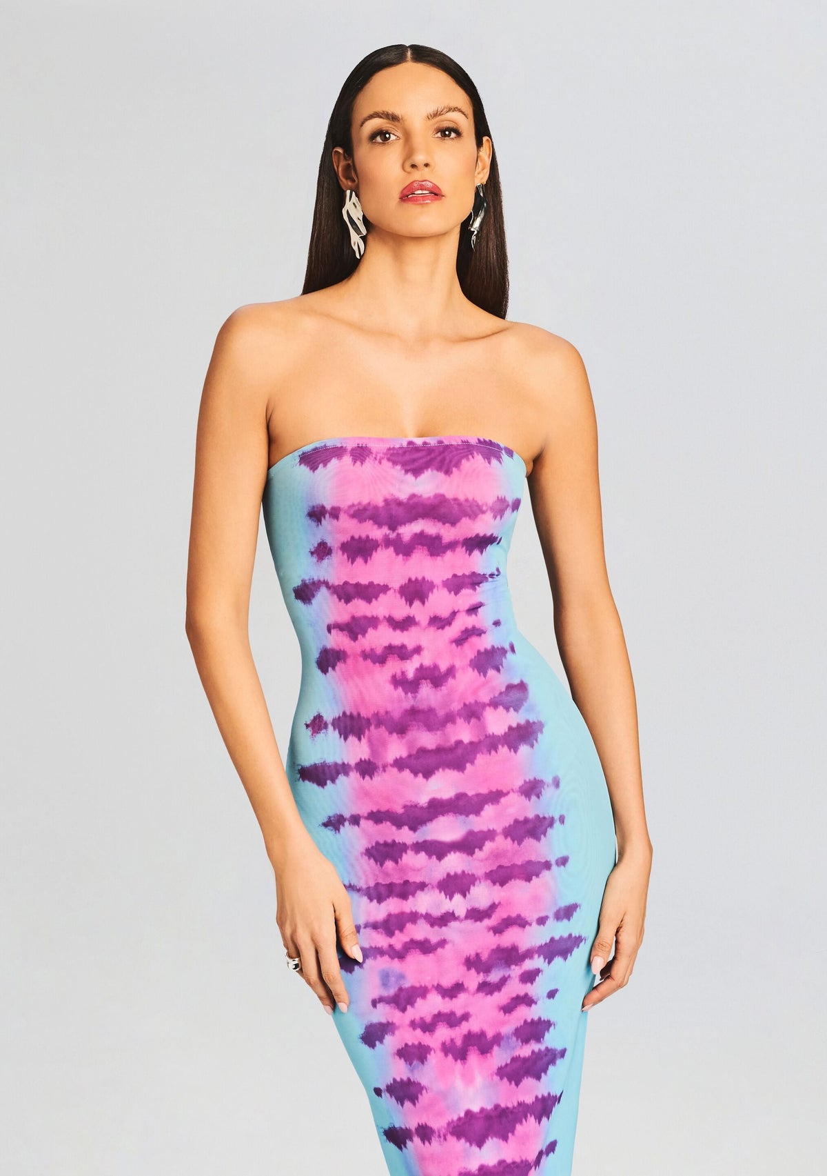 Opal Long Dress by Rococo Sand in Turquoise and Pink, product image 2