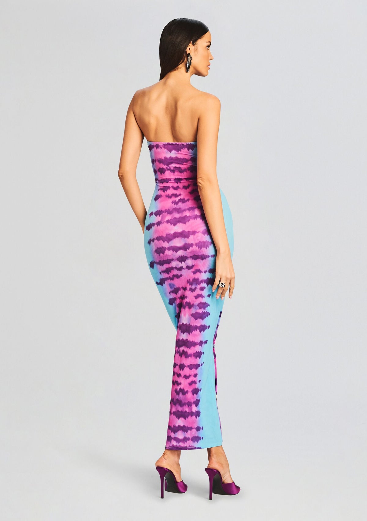 Opal Long Dress by Rococo Sand in Turquoise and Pink, product image 4