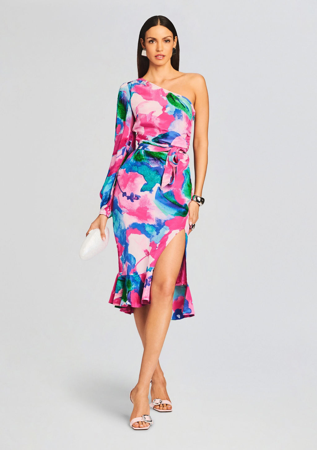 Vesa One Shoulder Midi Dress by Hemant & Nandita in Multicolor, product image 5