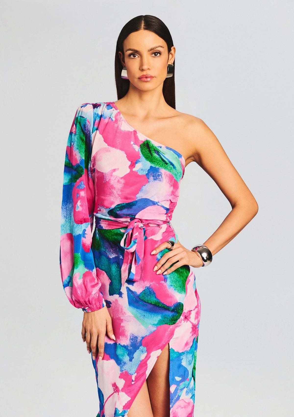 Vesa One Shoulder Midi Dress by Hemant & Nandita in Multicolor, product image 2