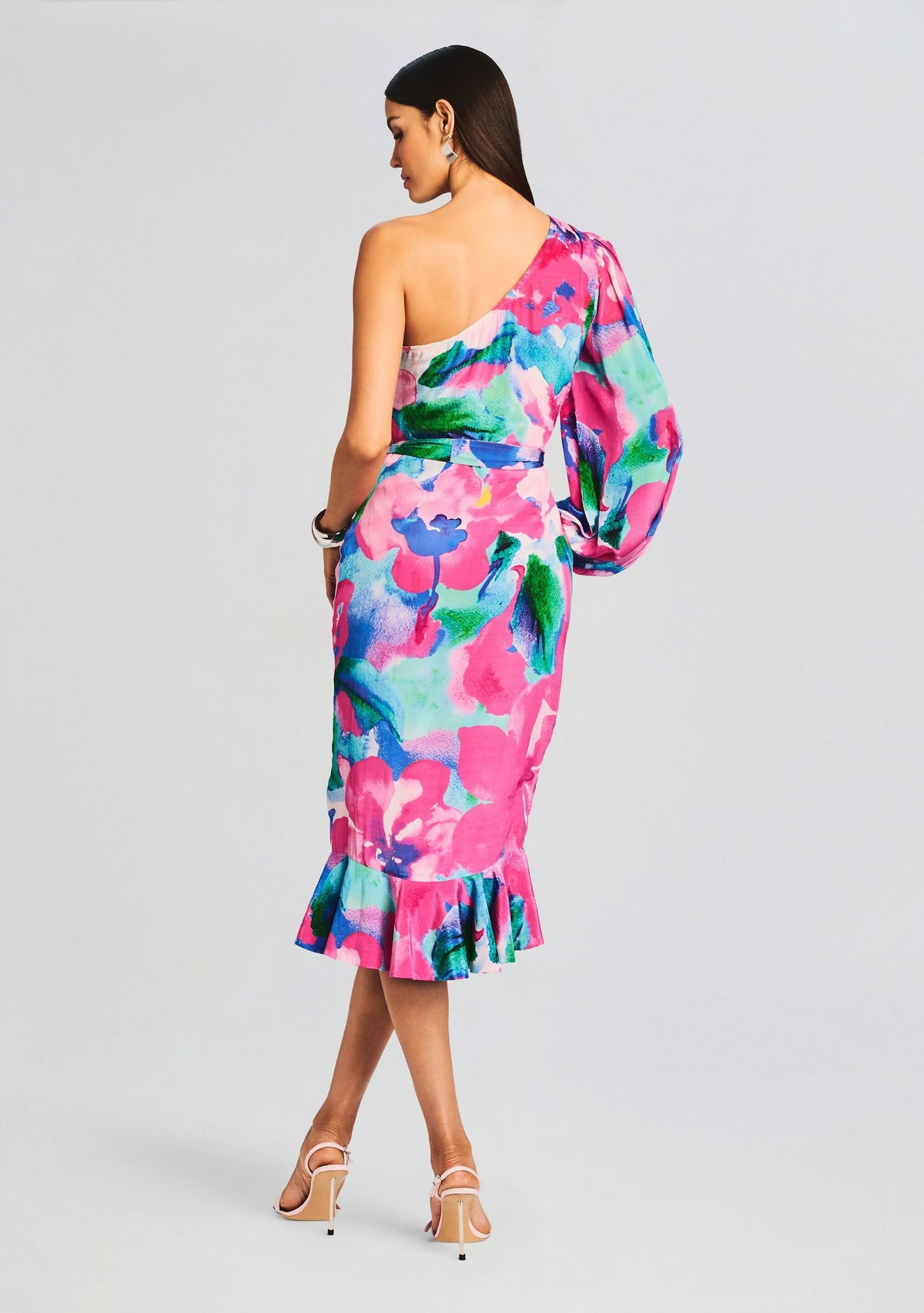 Vesa One Shoulder Midi Dress by Hemant & Nandita in Multicolor, product image 3