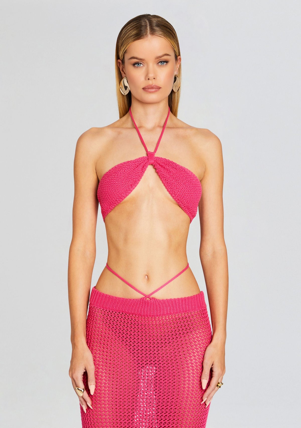 Aria Knitted Top by Bananhot in Hot Pink, product image 1