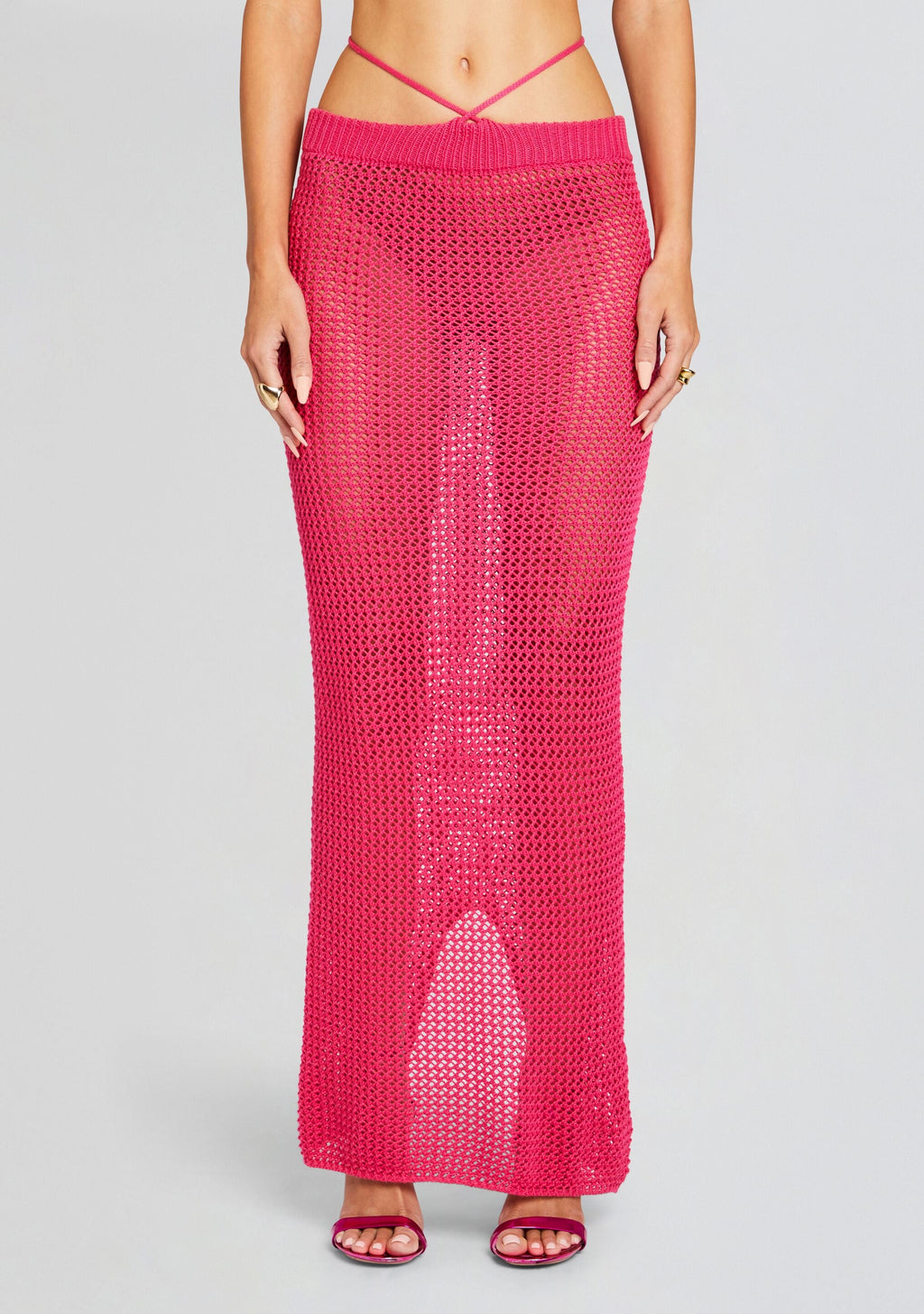 Aria Knitted Skirt by Bananhot in Hot Pink, product image 1