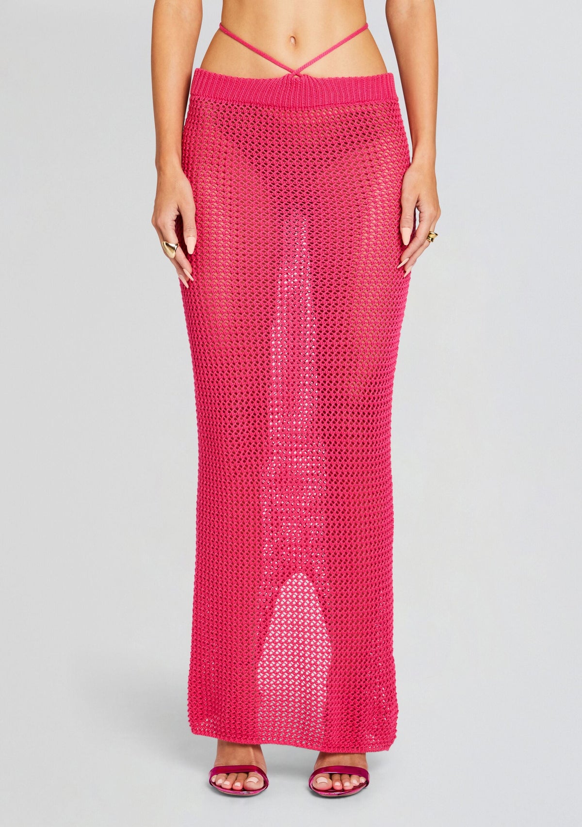 Aria Knitted Skirt by Bananhot in Hot Pink, product image 1