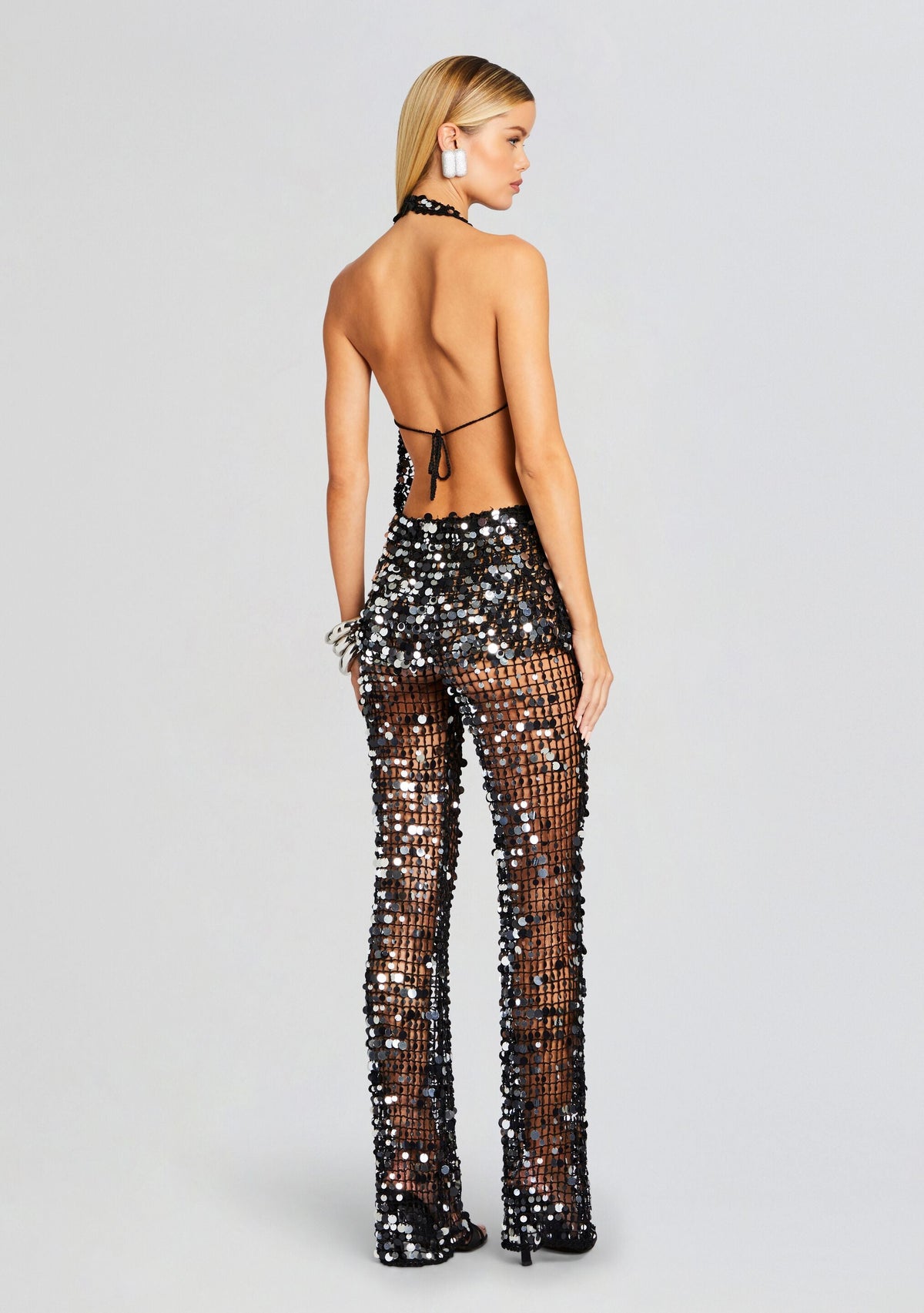 Cali Sequin Crochet Jumpsuit by retrofête in Black, product image 4