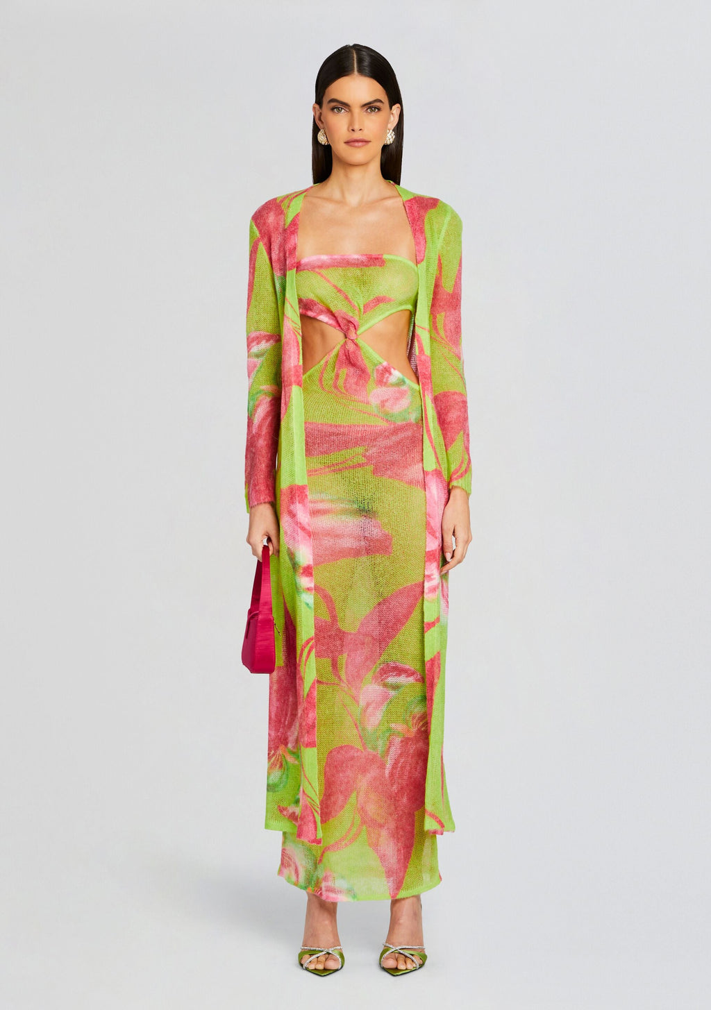 Cruz Knit Duster by retrofête in Lime Anthurium, product image 2
