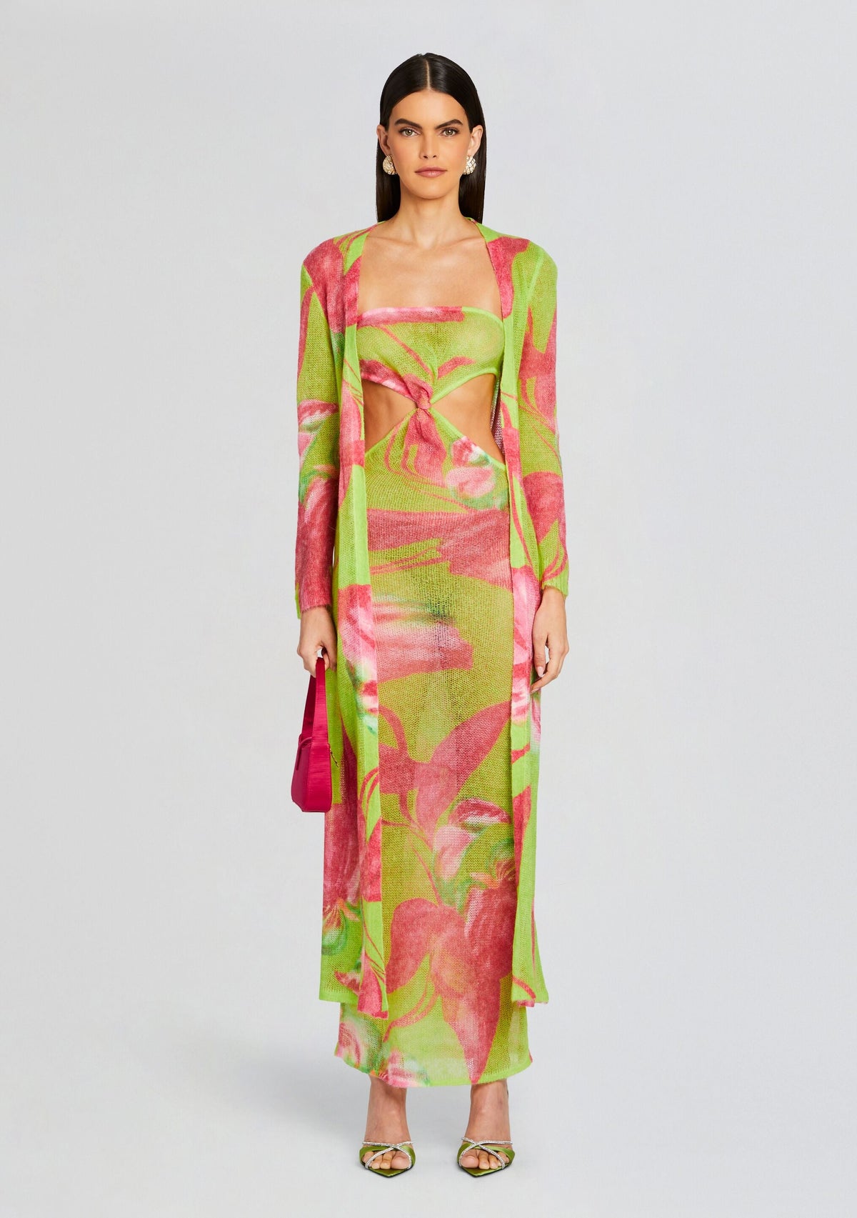 Cruz Knit Duster by retrofête in Lime Anthurium, product image 2