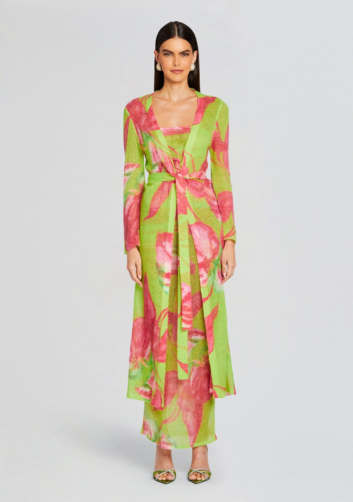Cruz Knit Duster by retrofête in Lime Anthurium, product image 1