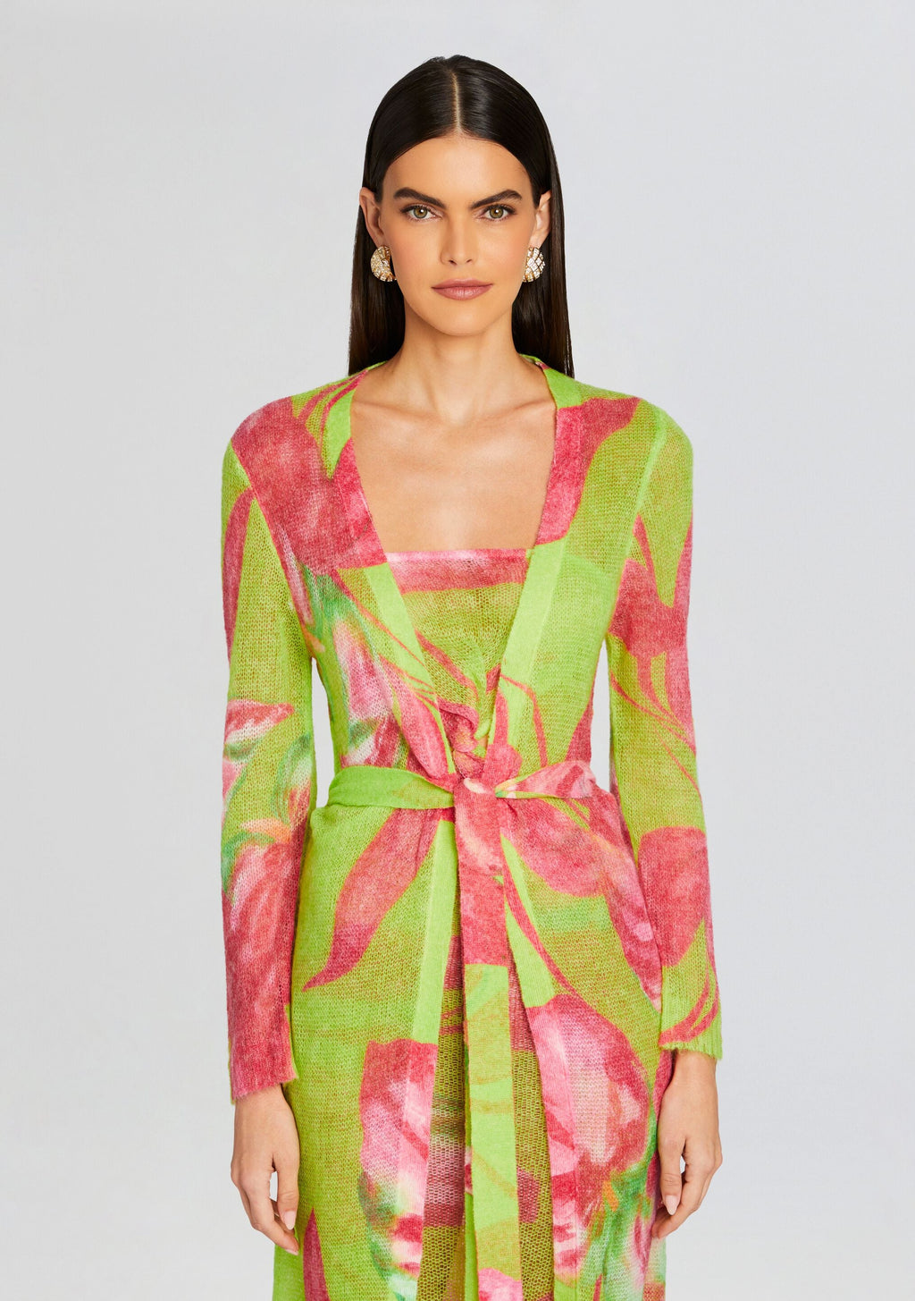 Cruz Knit Duster by retrofête in Lime Anthurium, product image 5