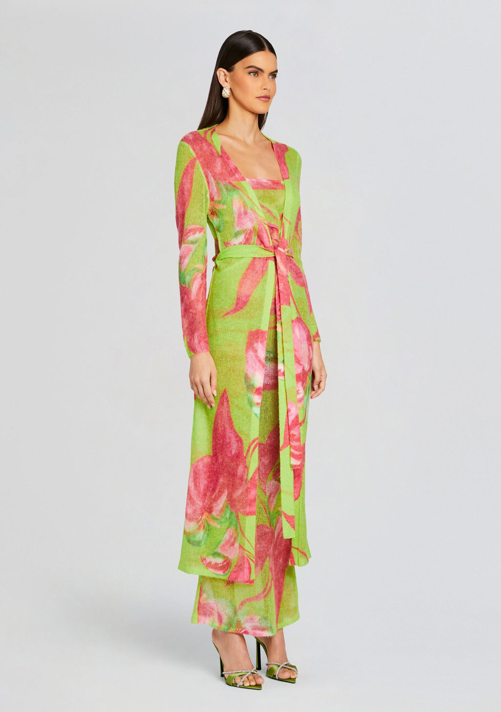 Cruz Knit Duster by retrofête in Lime Anthurium, product image 3