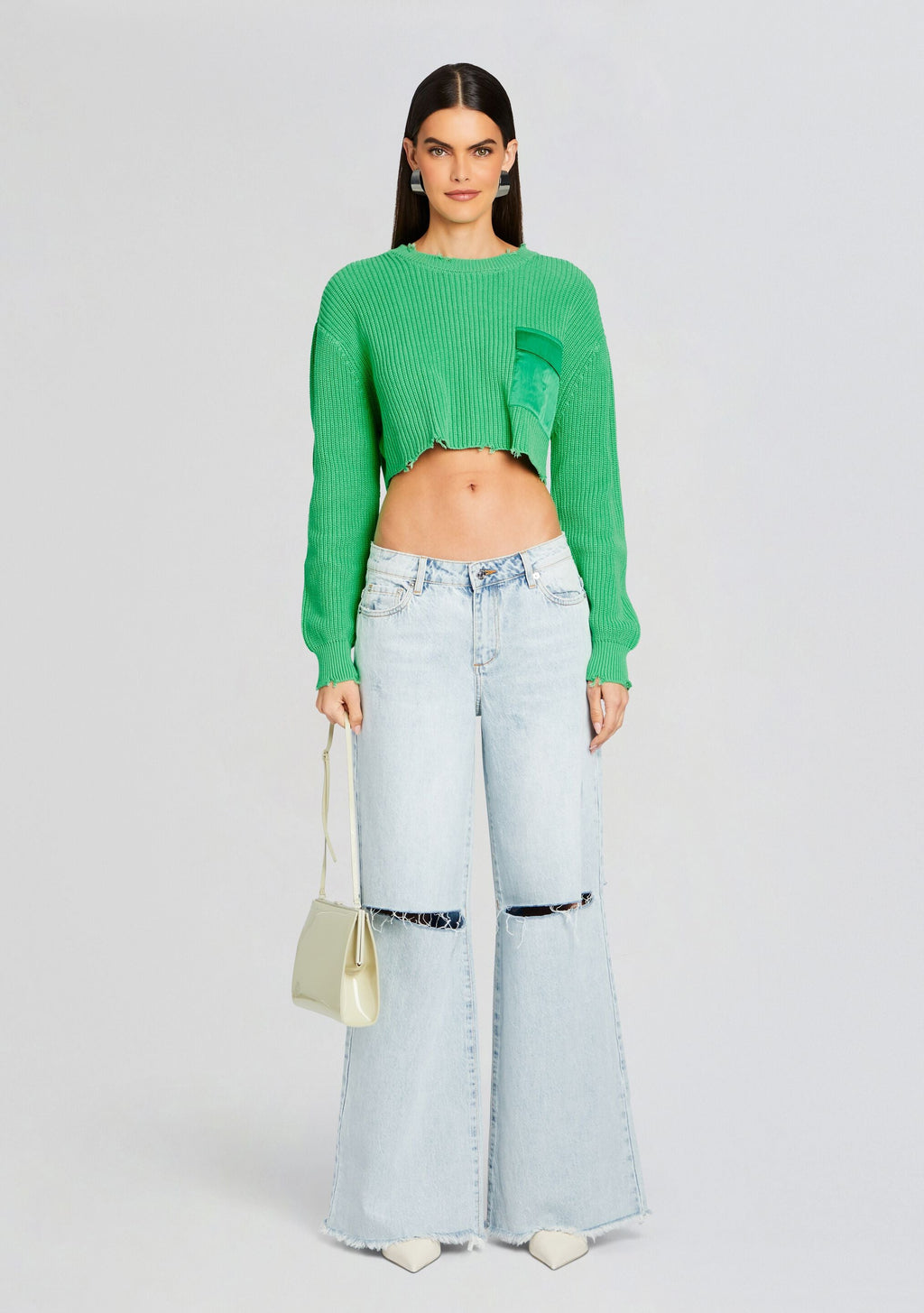 Mid Cropped Devin Sweater by SEROYA in Pistachio, product image 5