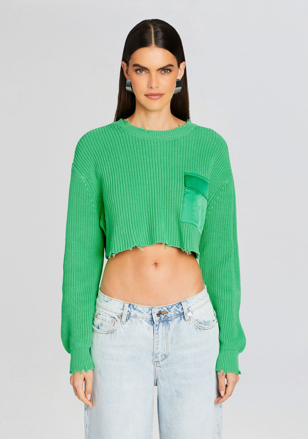 Mid Cropped Devin Sweater by SEROYA in Pistachio, product image 1