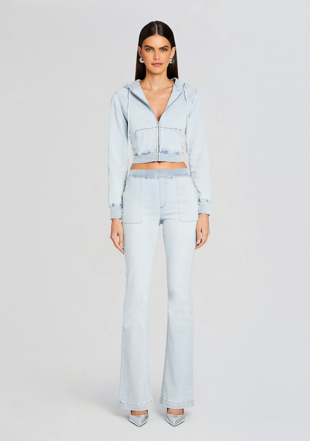 Edith Terry Cropped Hoodie by SEROYA in Skylight Terry, product image 5