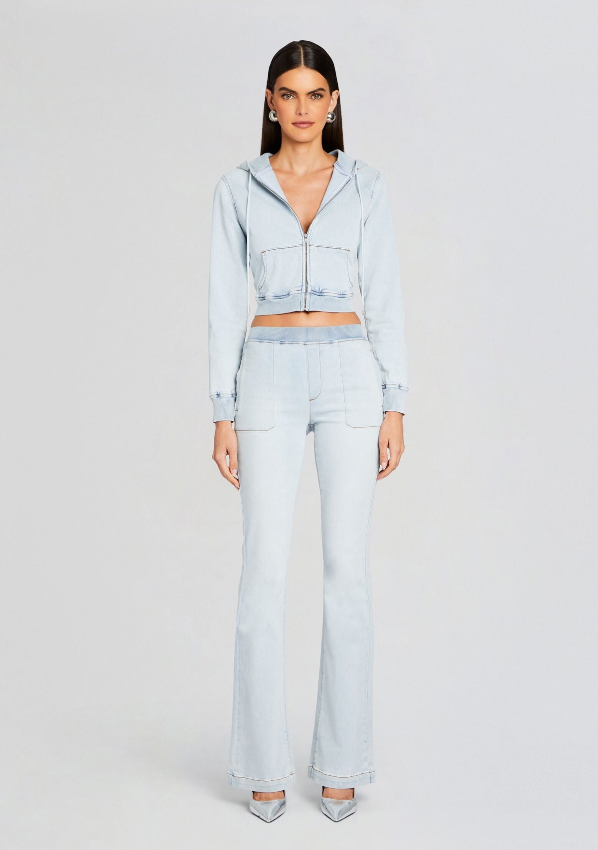 Edith Terry Cropped Hoodie by SEROYA in Skylight Terry, product image 5