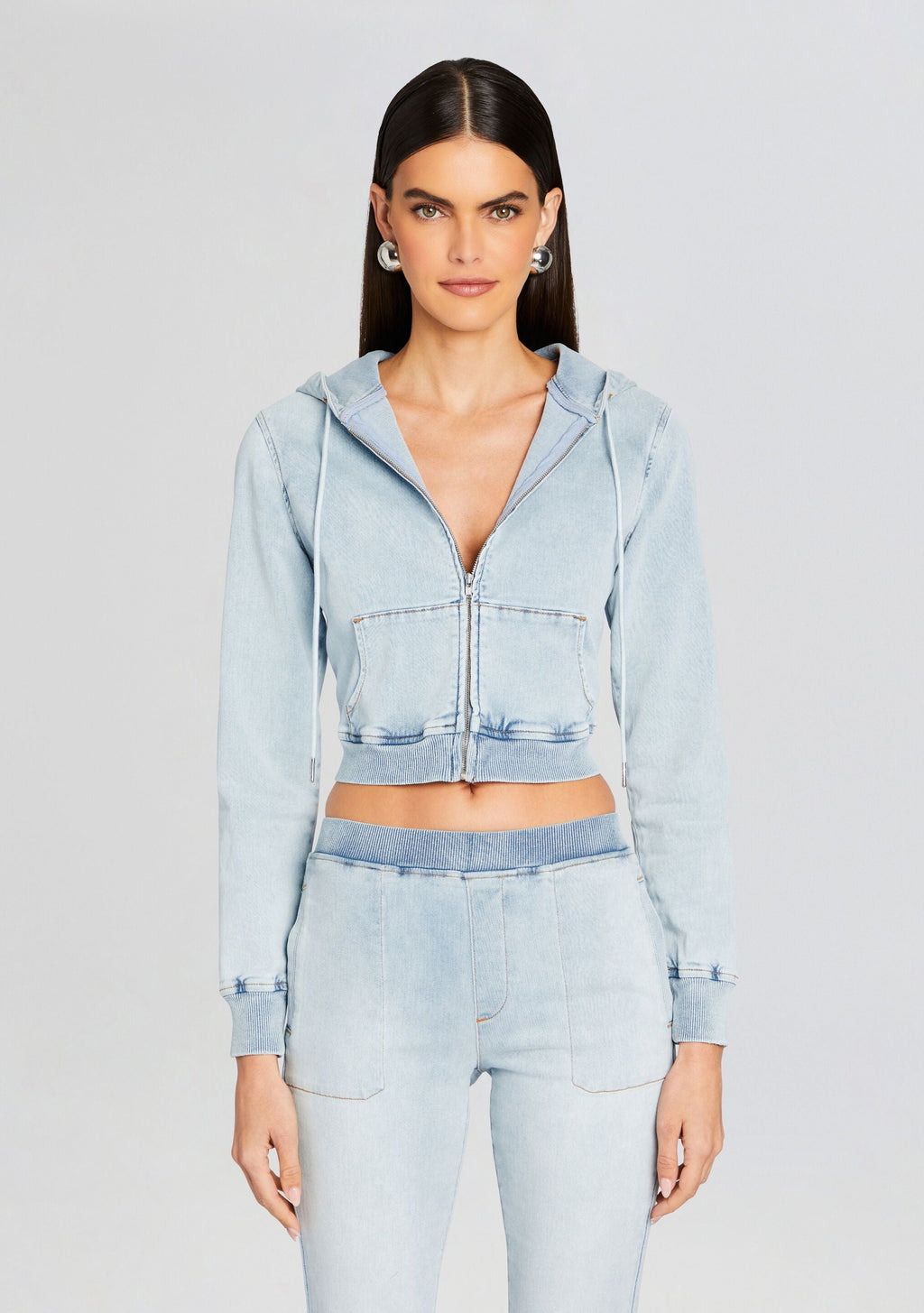 Edith Terry Cropped Hoodie by SEROYA in Skylight Terry, product image 1
