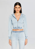 Edith Terry Cropped Hoodie by SEROYA in Skylight Terry, product image 1
