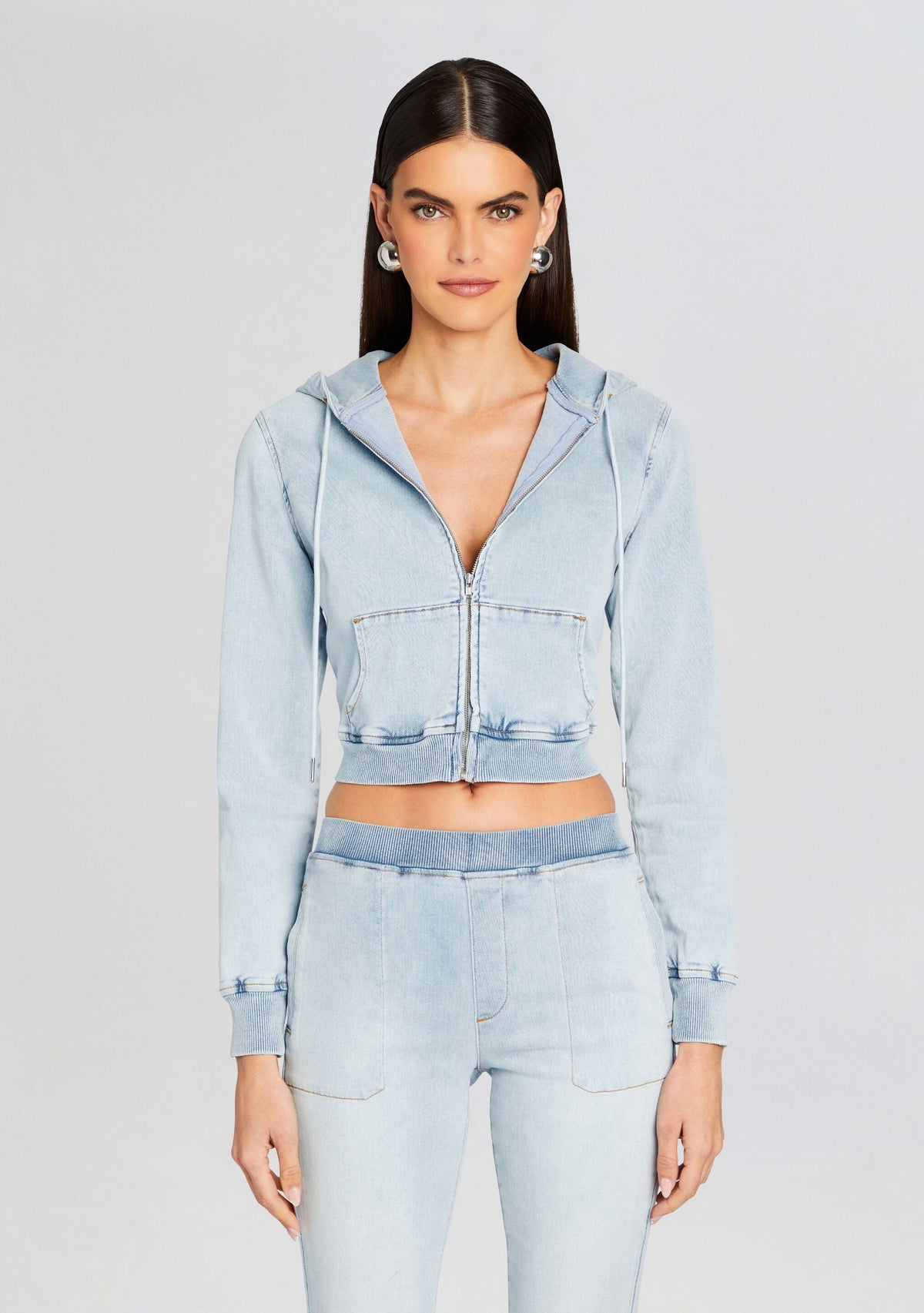 Edith Terry Cropped Hoodie by SEROYA in Skylight Terry, product image 1