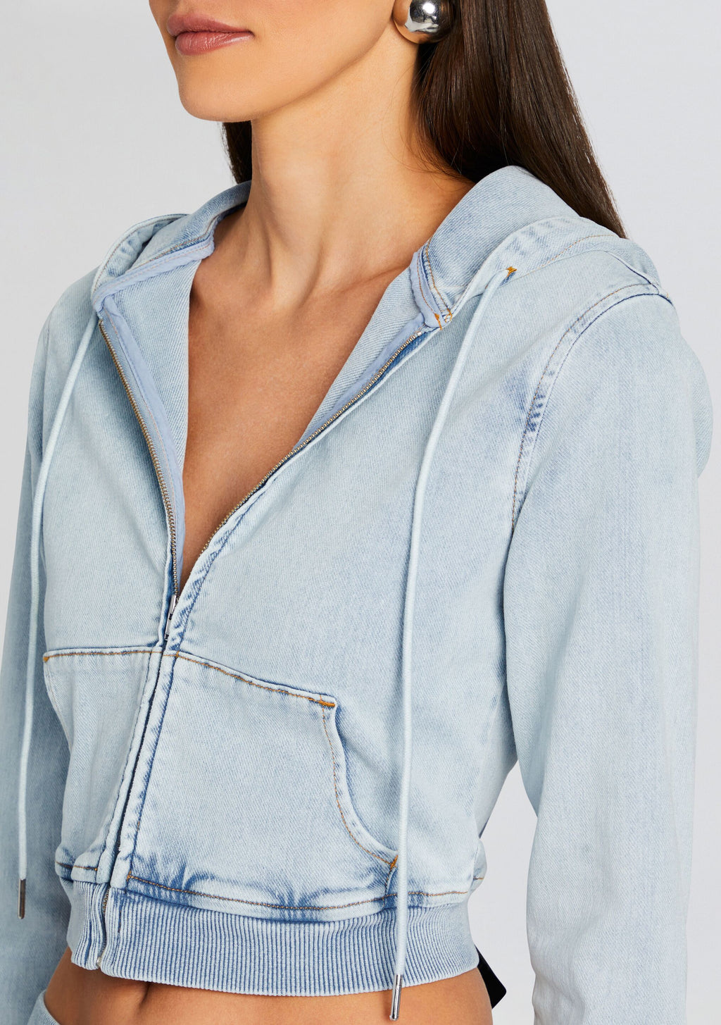 Edith Terry Cropped Hoodie by SEROYA in Skylight Terry, product image 2