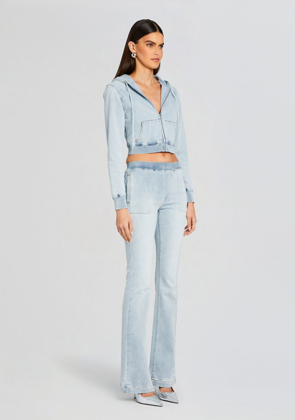 Edith Terry Cropped Hoodie by SEROYA in Skylight Terry, product image 3