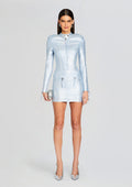 Fenna Coated Knit Dress by retrofête in Coated Blue/Silver, product image 1