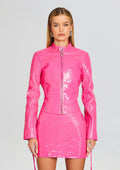 Brynn Leather Jacket by retrofête in Paradise Pink, product image 1