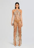 Maris Embellished Dress by retrofête in Tannin, product image 1