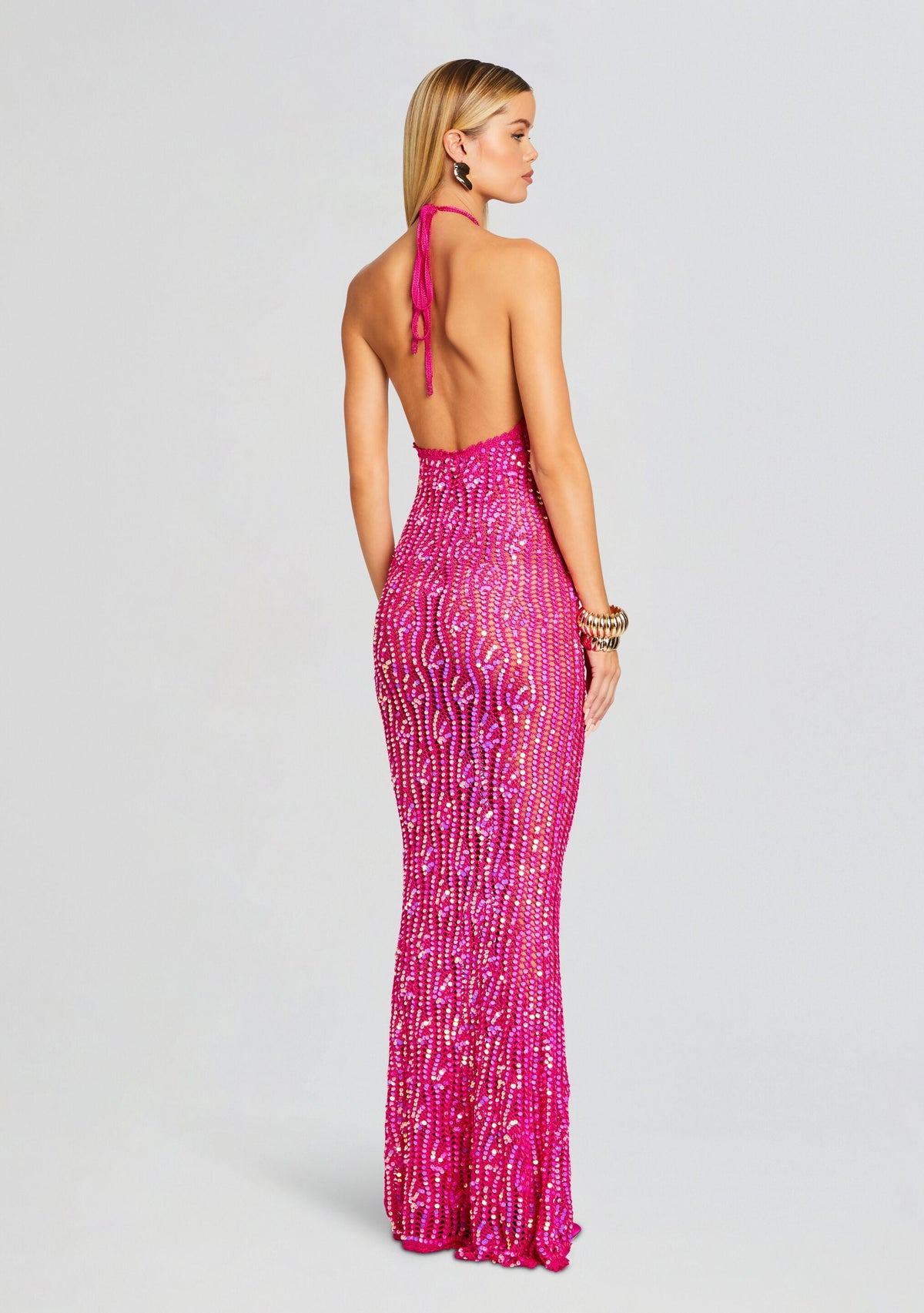 Massie Sequin Crochet Dress by retrofête in Paradise Pink, product image 4
