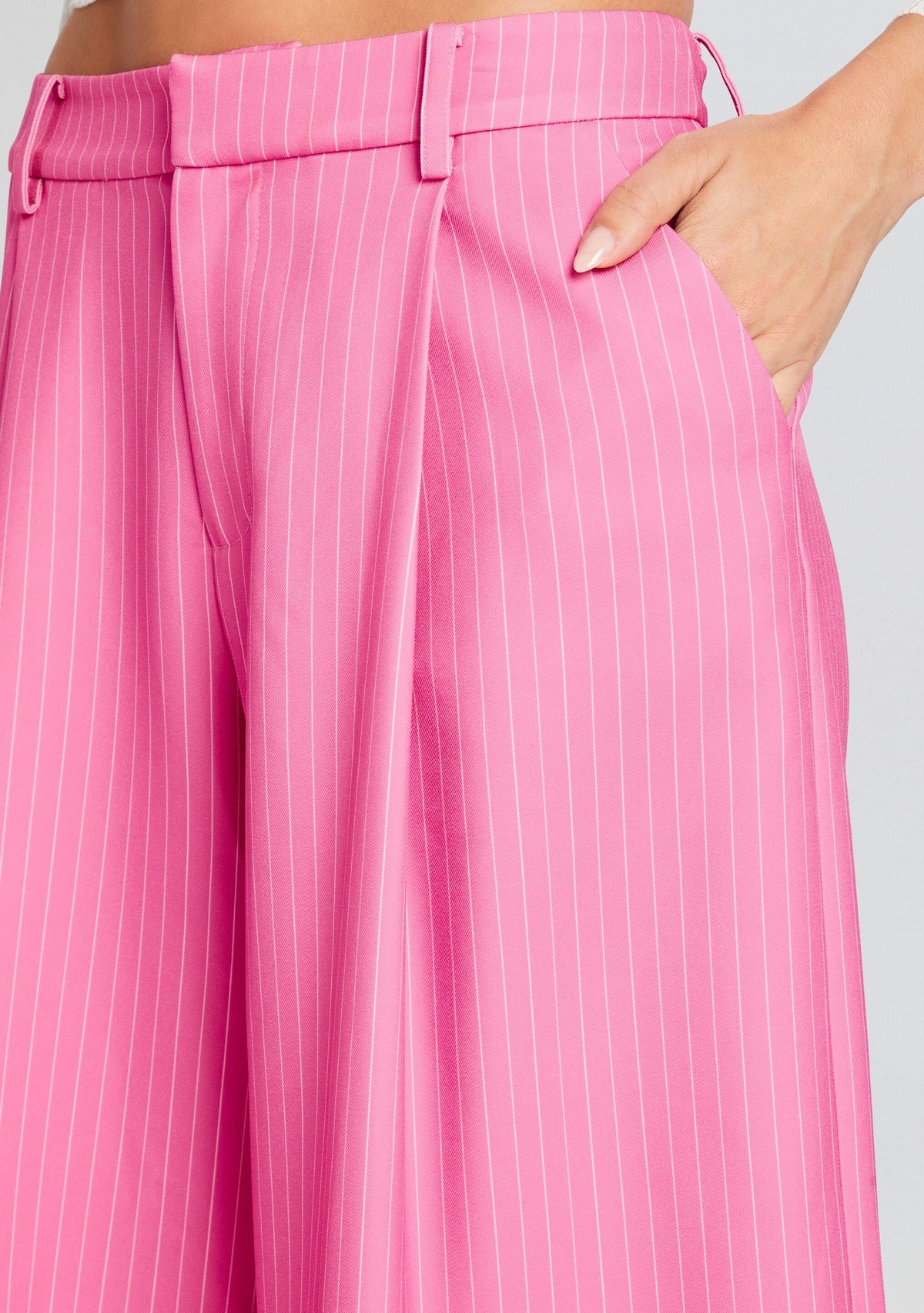 Pearl Capri Short by SEROYA in Pink Pinstripe, product image 2