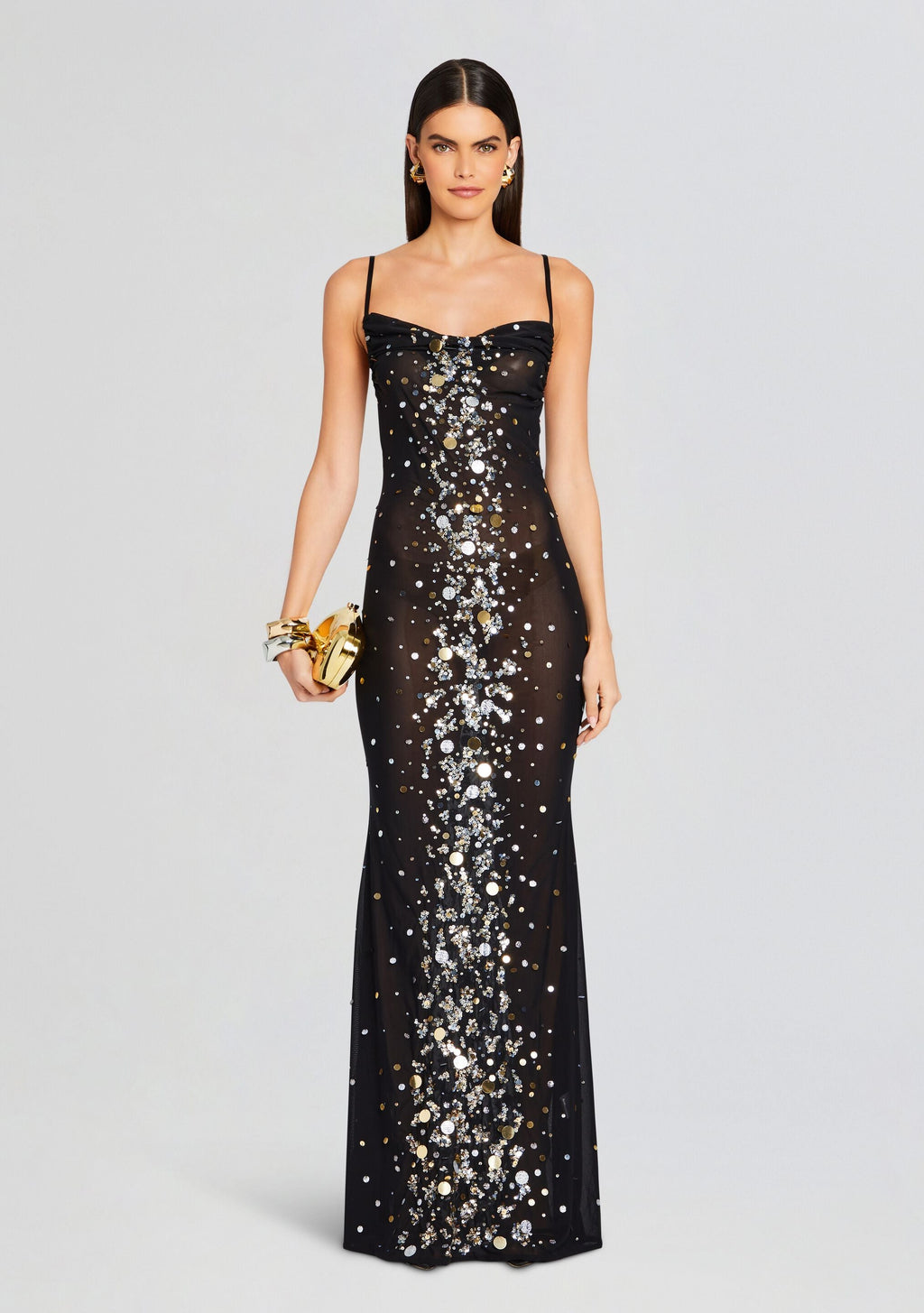 Rainey Embellished Dress by retrofête in Black/Silver Gold, product image 1