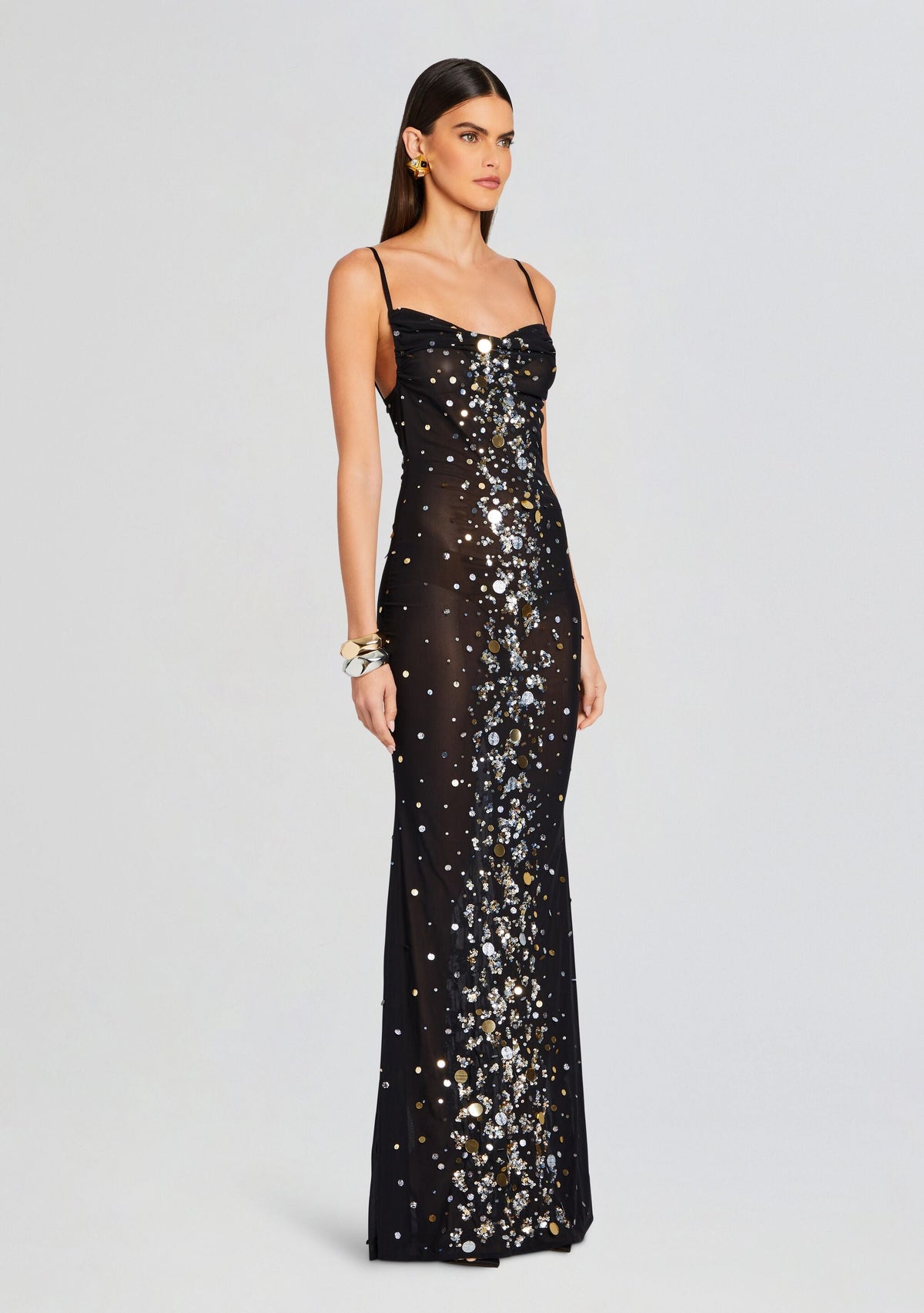 Rainey Embellished Dress by retrofête in Black/Silver Gold, product image 3