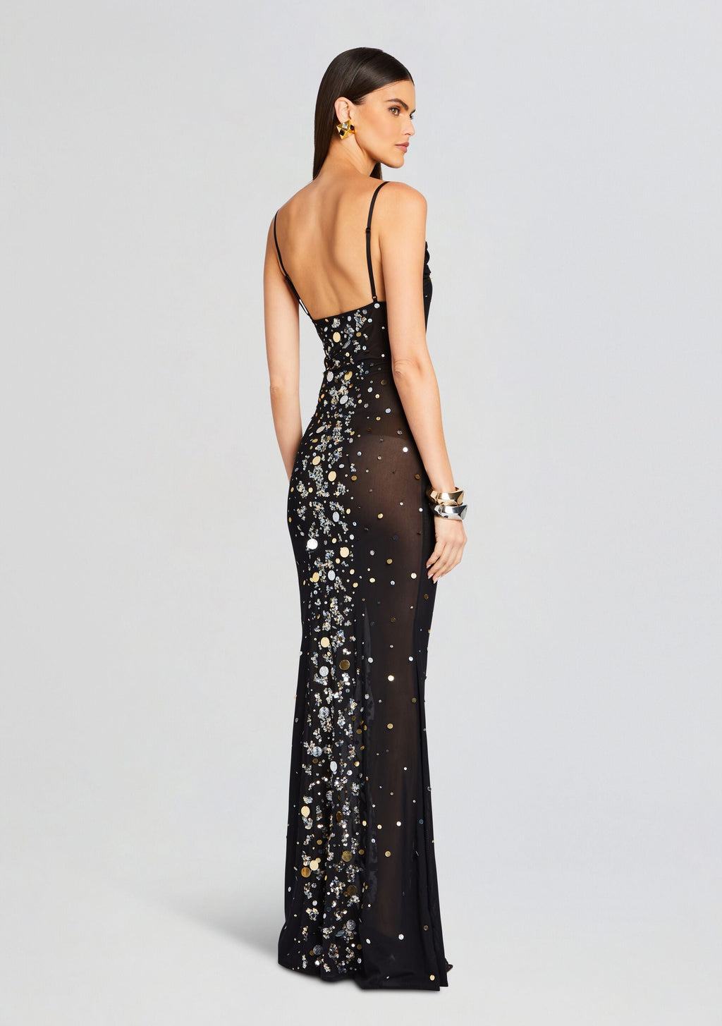 Rainey Embellished Dress by retrofête in Black/Silver Gold, product image 4