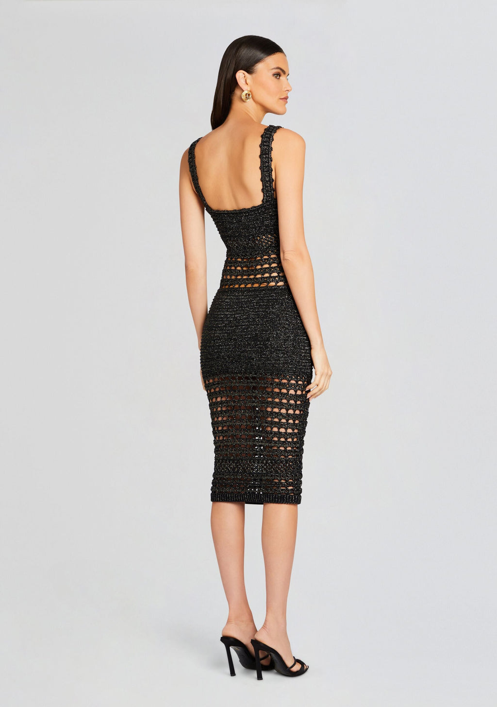 Avril Knit Crochet Dress by retrofête in Black/Gold, product image 4