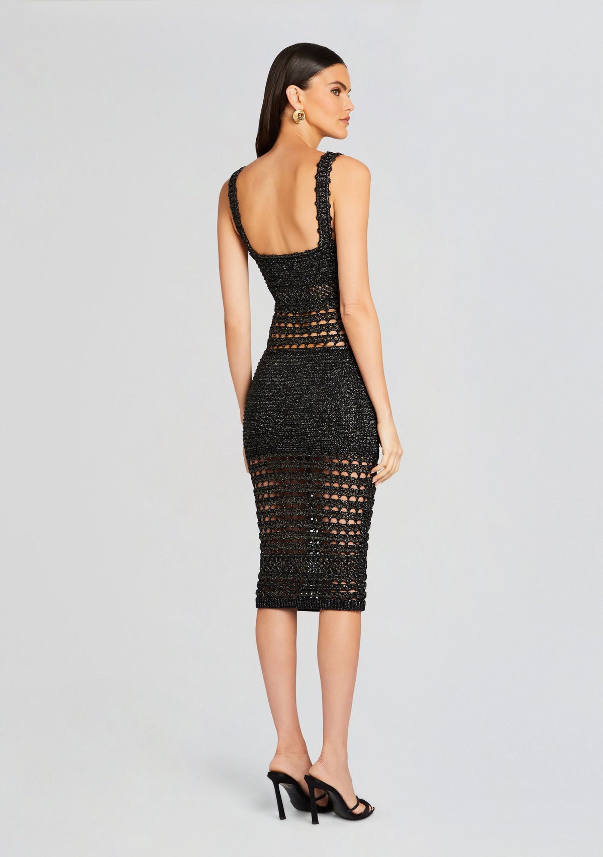 Avril Knit Crochet Dress by retrofête in Black/Gold, product image 4