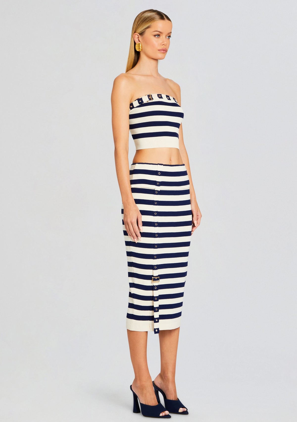 Constance Knit Top by SEROYA in Cream/ Navy, product image 3