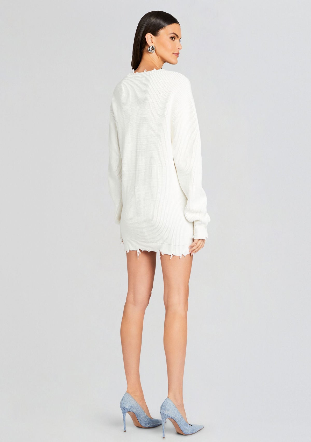 Damien Sweater by SEROYA in White W/ Denim, product image 4
