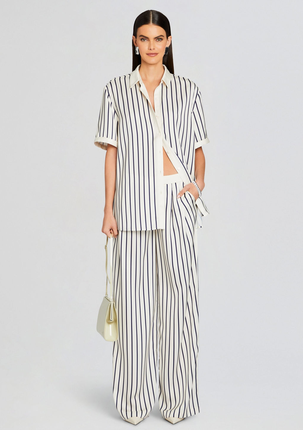 Davey Blouse by SEROYA in Navy/ Ivory Stripe, product image 5