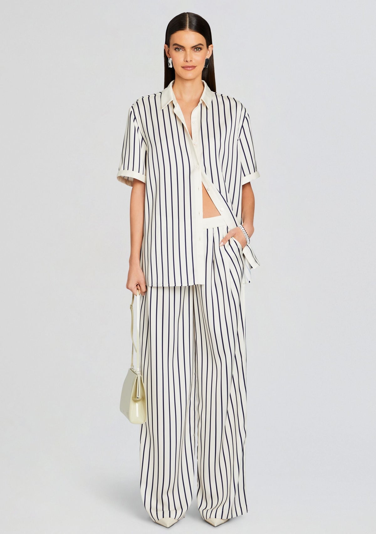 Davey Blouse by SEROYA in Navy/ Ivory Stripe, product image 5