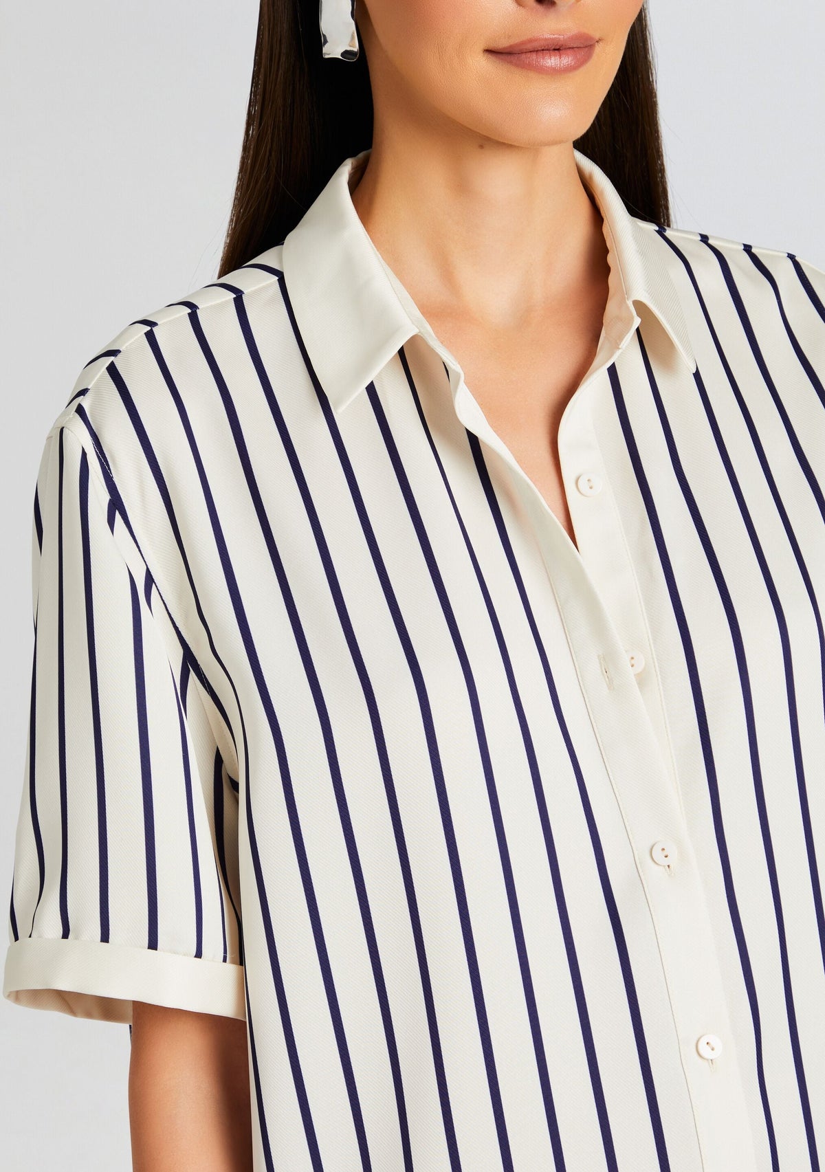Davey Blouse by SEROYA in Navy/ Ivory Stripe, product image 2