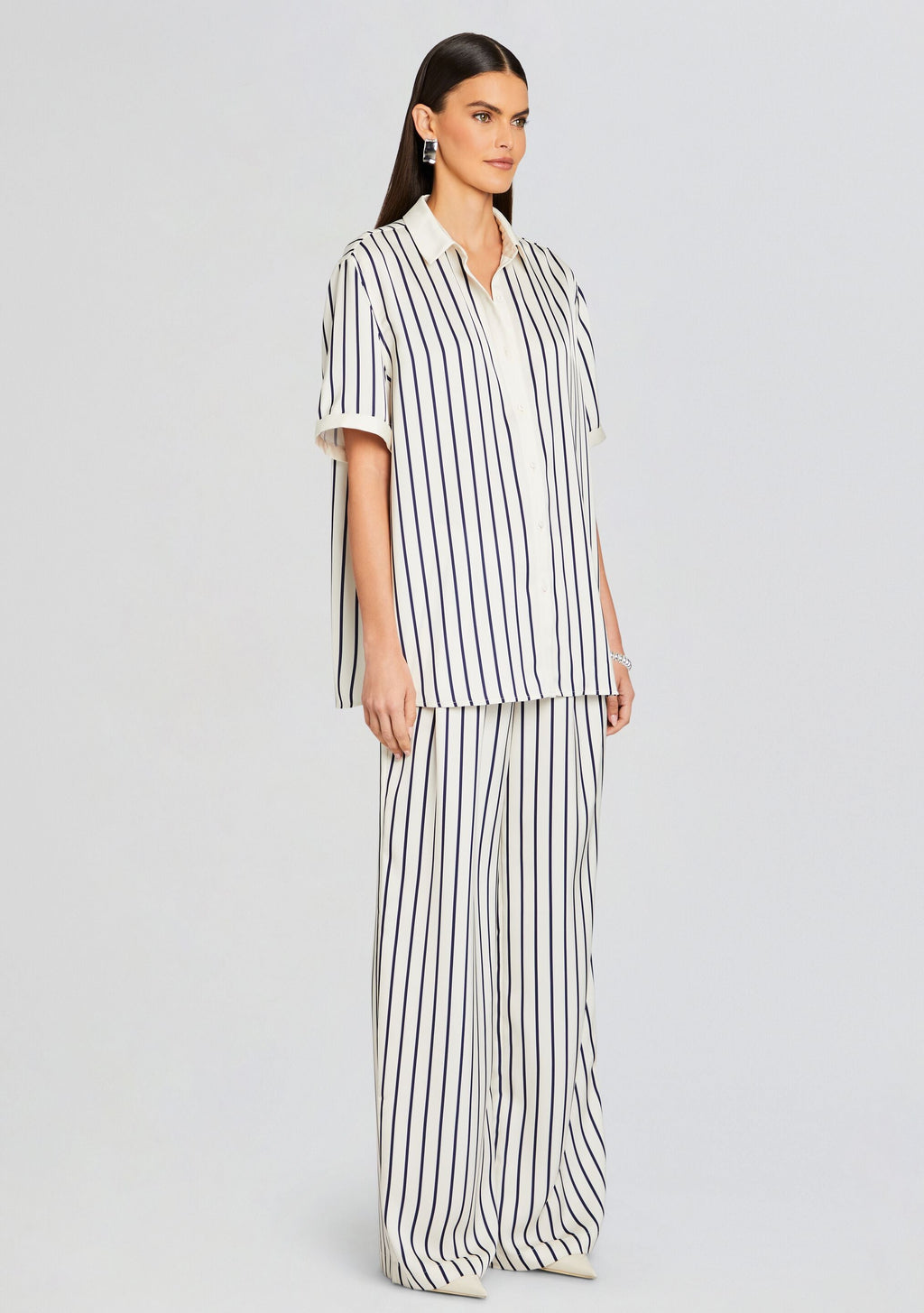Davey Blouse by SEROYA in Navy/ Ivory Stripe, product image 3